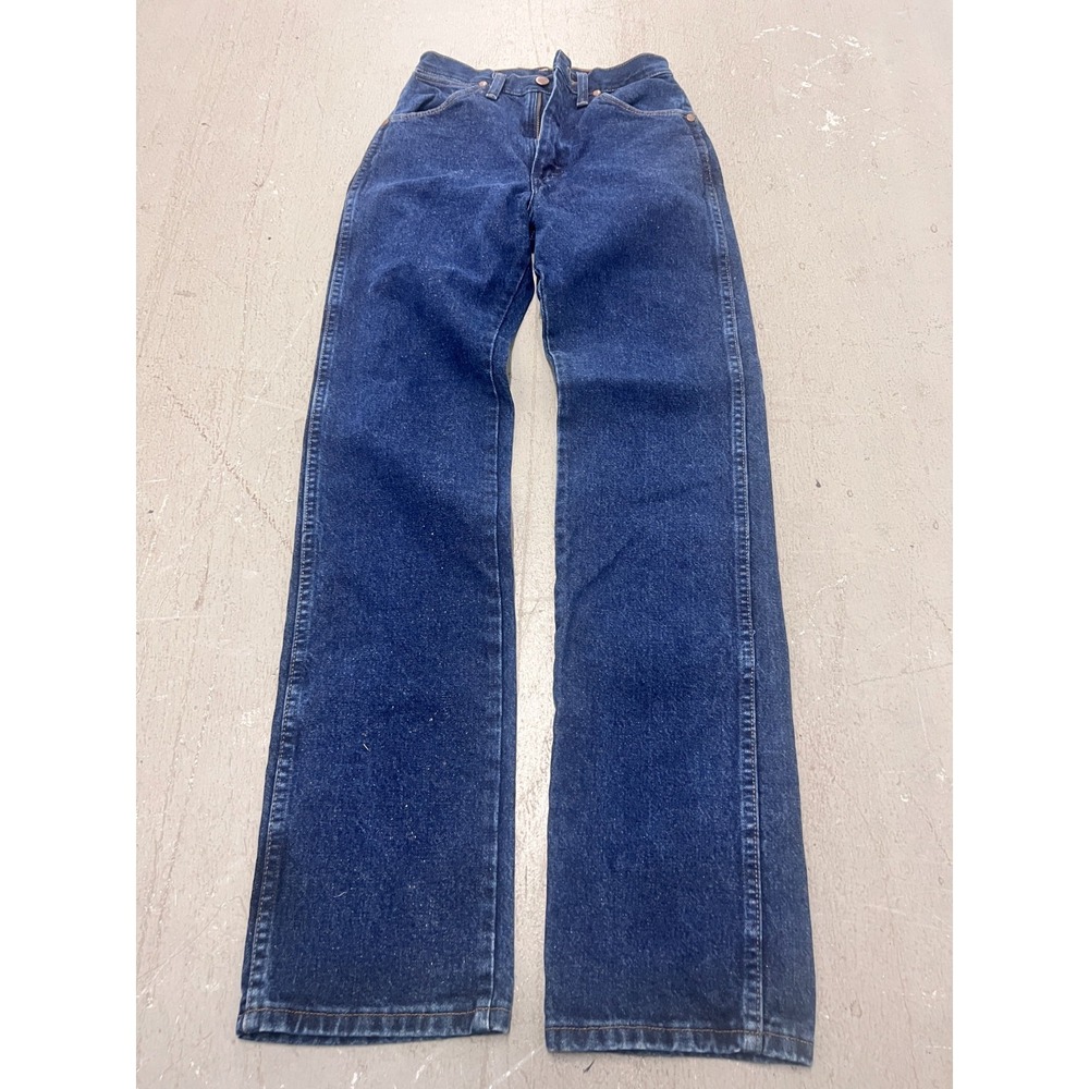 Wrangler Jeans Womens 1x32 Blue Denim Dark Wash Cowboy Cut Slim Fit Straight Leg